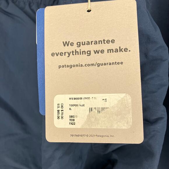 NWT PATAGONIA Men's Baggies Longs 7" Tidepool Blue Navy XL - Picture 4 of 5